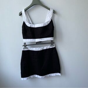 Reformation Robbie Black White Linen 2 PC Skirt Set Size 6